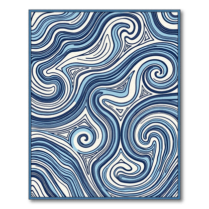 Abstract Navy Swirl Waves Rug