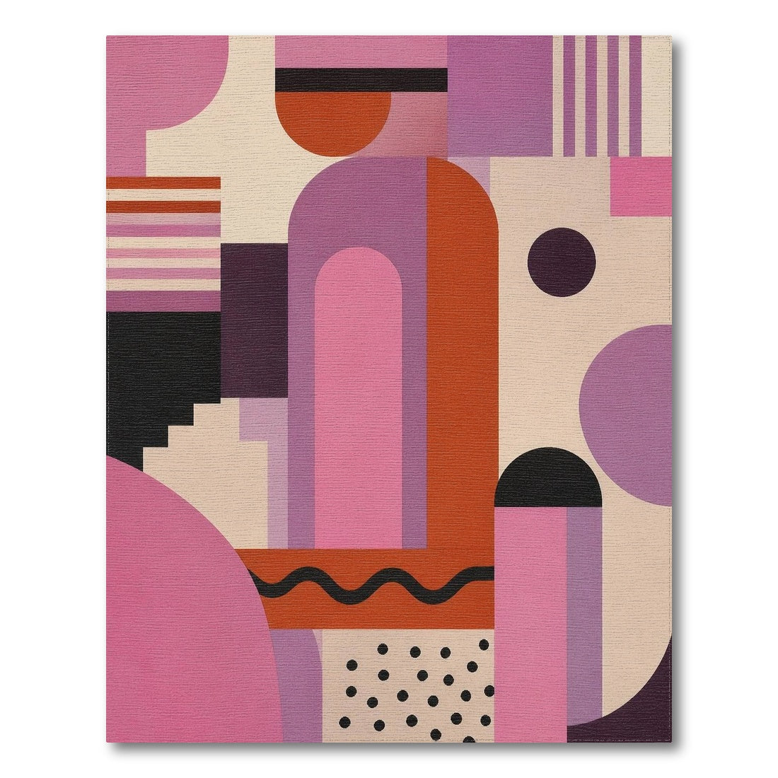 Vibrant Geometric Arch Area Rug in Pink Purple