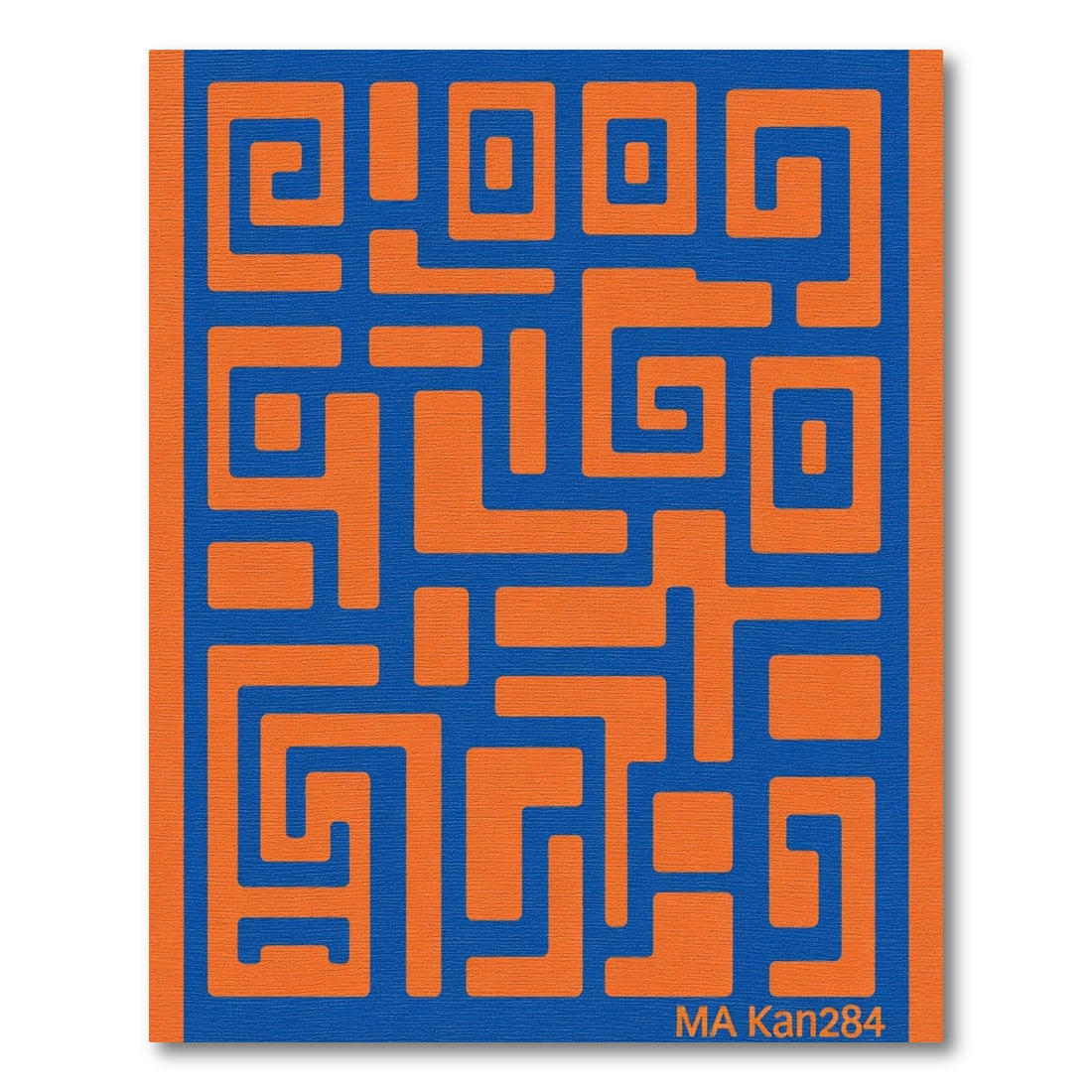 Bold Blue Orange Maze Geometric Rug