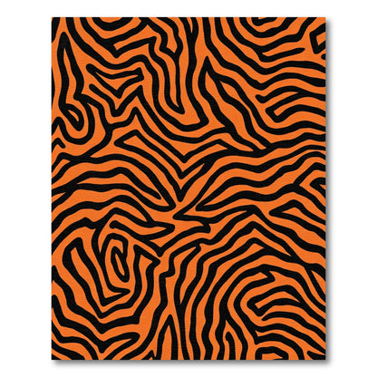 Bold Orange Black Zebra Waves Rug