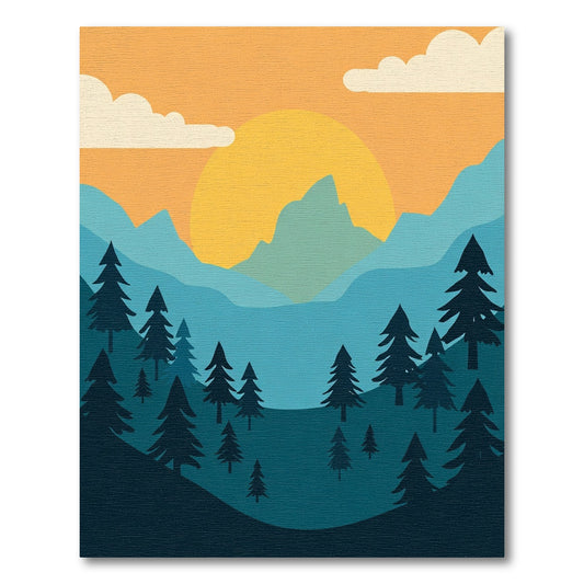 Vibrant Golden Sunset Forest Landscape Rug