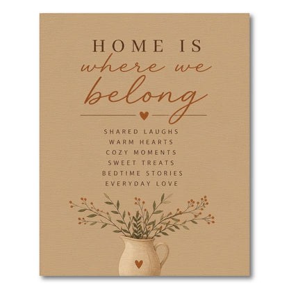 Home Is Where We Belong Beige Area Rug