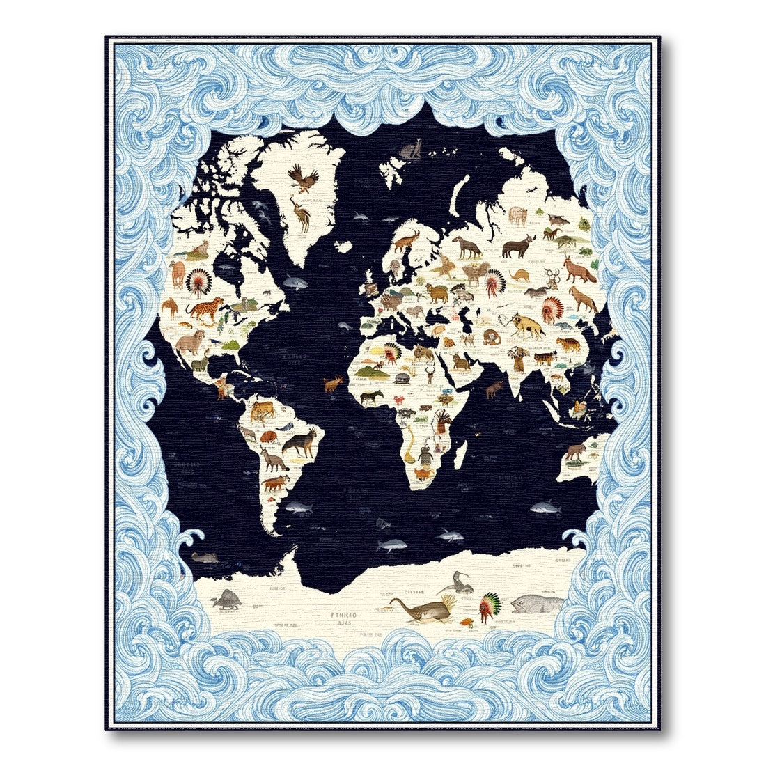 World Wildlife Map Area Rug
