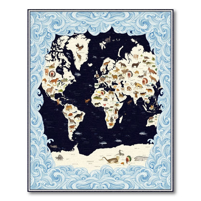 World Wildlife Map Area Rug