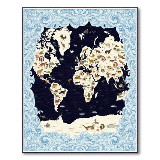 World Wildlife Map Area Rug