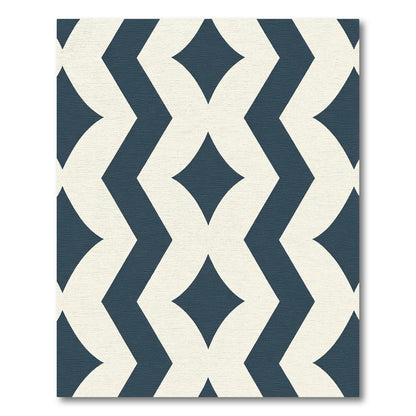 Deep Blue Diamond Interlocking Pattern Rug