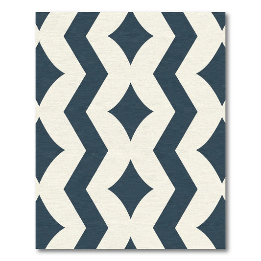 Deep Blue Diamond Interlocking Pattern Rug