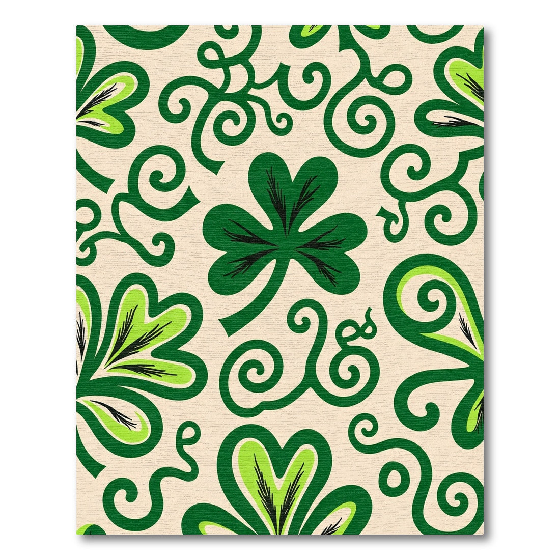 Lucky Clover Swirls Green Cream Rug