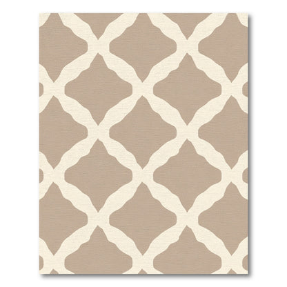 Taupe Cream Interlocking Diamond Lattice Rug