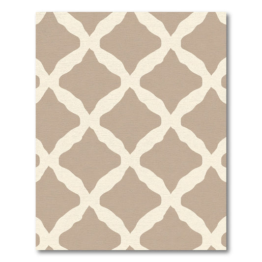 Taupe Cream Interlocking Diamond Lattice Rug