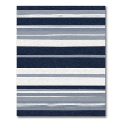 Navy Blue Grey Stripe Dot Rug