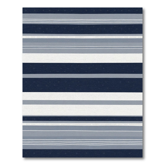 Navy Blue Grey Stripe Dot Rug