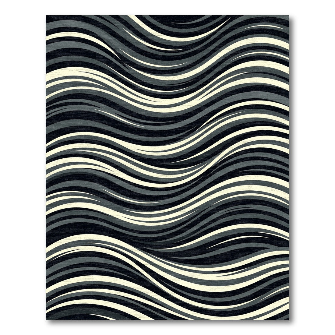 Striking Gray Cream Wave Lines Rug