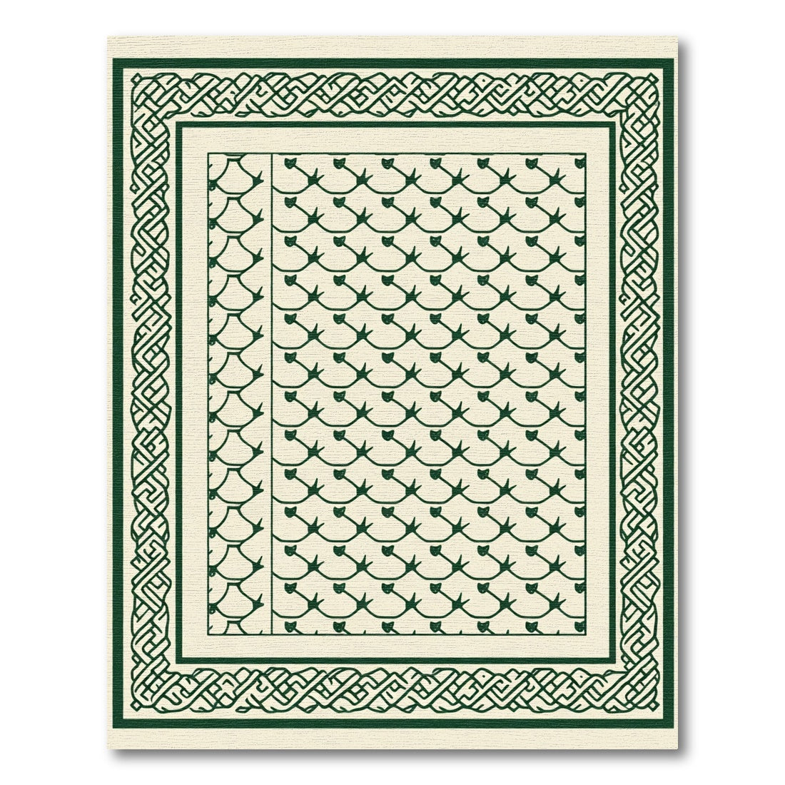 Green Celtic Knot Scale Border Rug