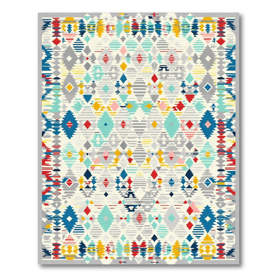 Colorful Geometric Diamond Tribal Rug