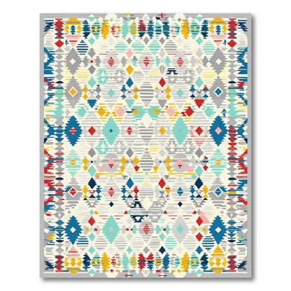 Colorful Geometric Diamond Tribal Rug