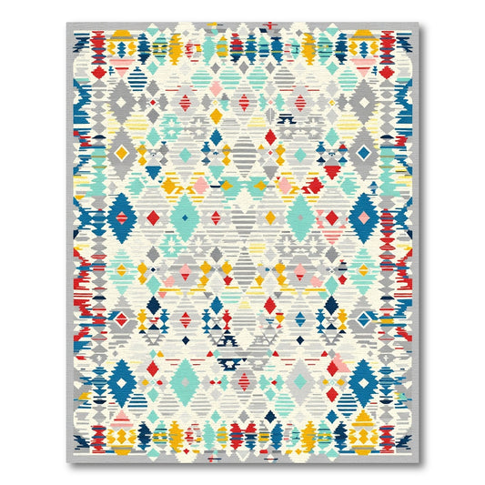 Colorful Geometric Diamond Tribal Rug