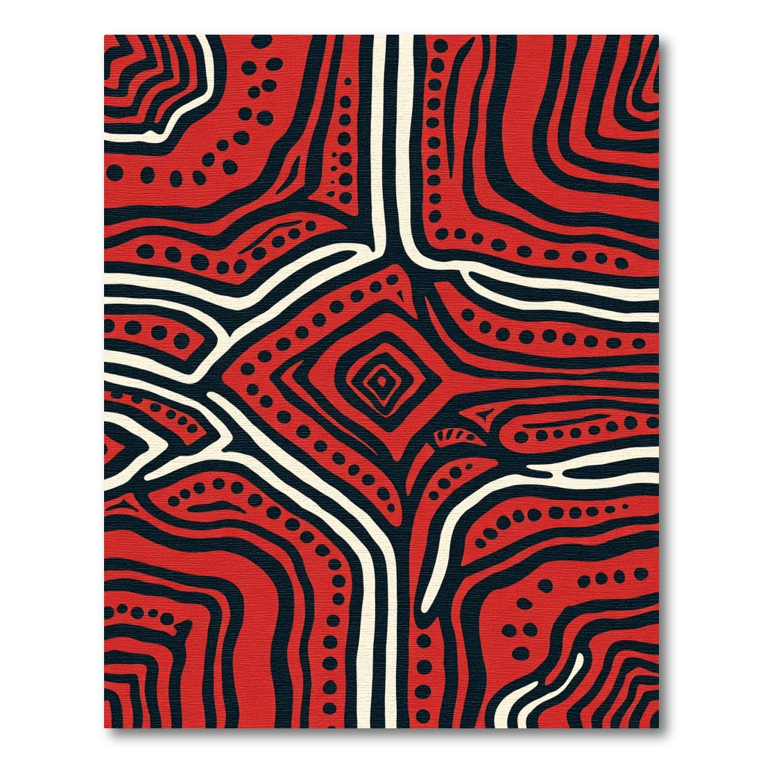 Abstract Red Diamond Organic Swirls Rug