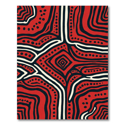 Abstract Red Diamond Organic Swirls Rug
