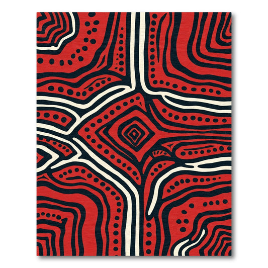 Abstract Red Diamond Organic Swirls Rug
