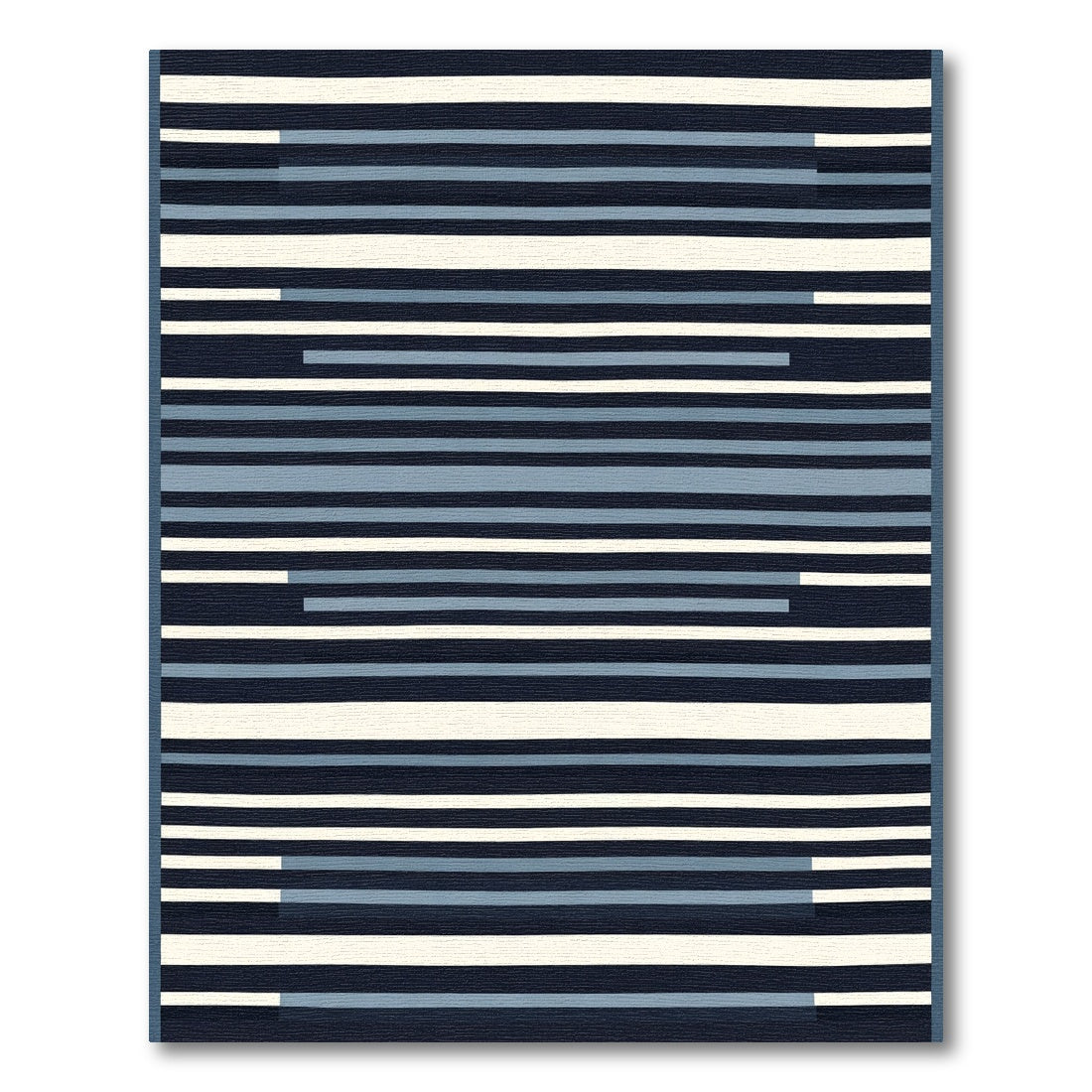 Midnight Blue Cream Horizontal Stripe Rug