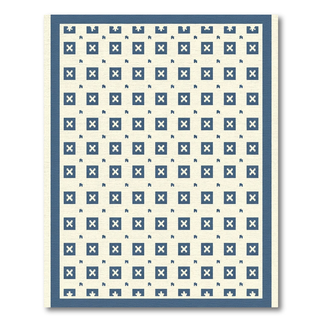 Navy Blue Pixelated Square Lattice Rug