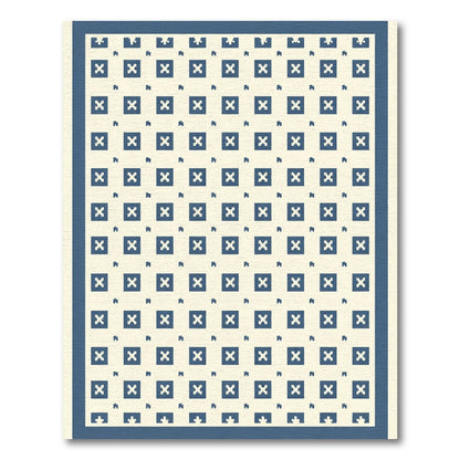 Navy Blue Pixelated Square Lattice Rug