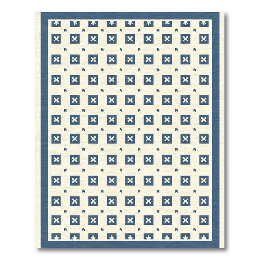 Navy Blue Pixelated Square Lattice Rug