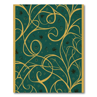 Emerald Gold Leaf Scroll Rug