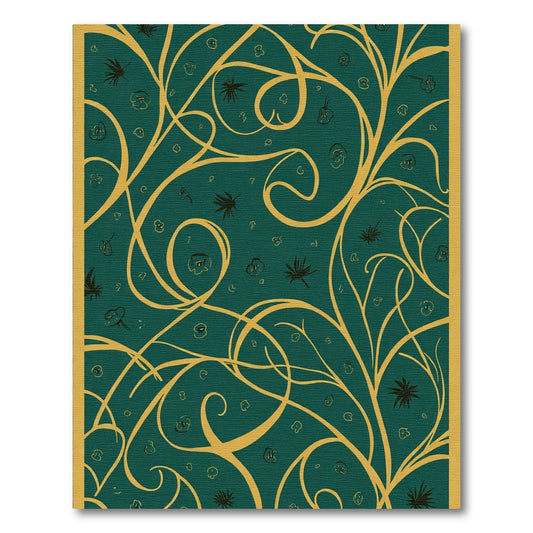 Emerald Gold Leaf Scroll Rug