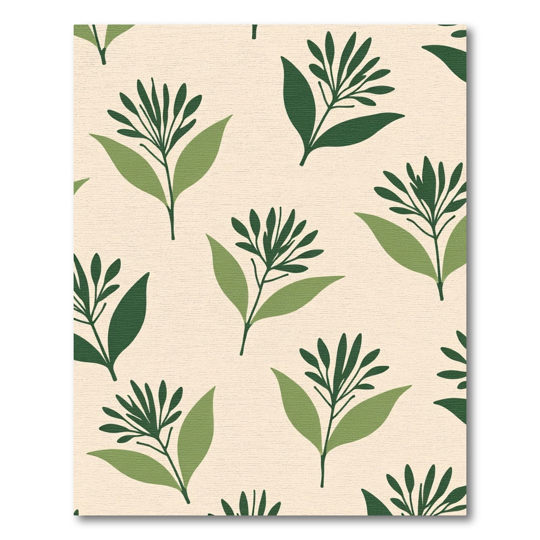 Green Leafy Branch Pattern Beige Rug