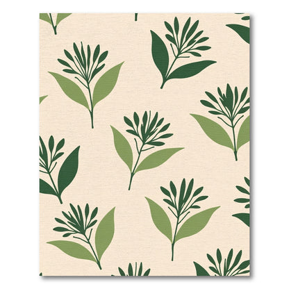 Green Leafy Branch Pattern Beige Rug