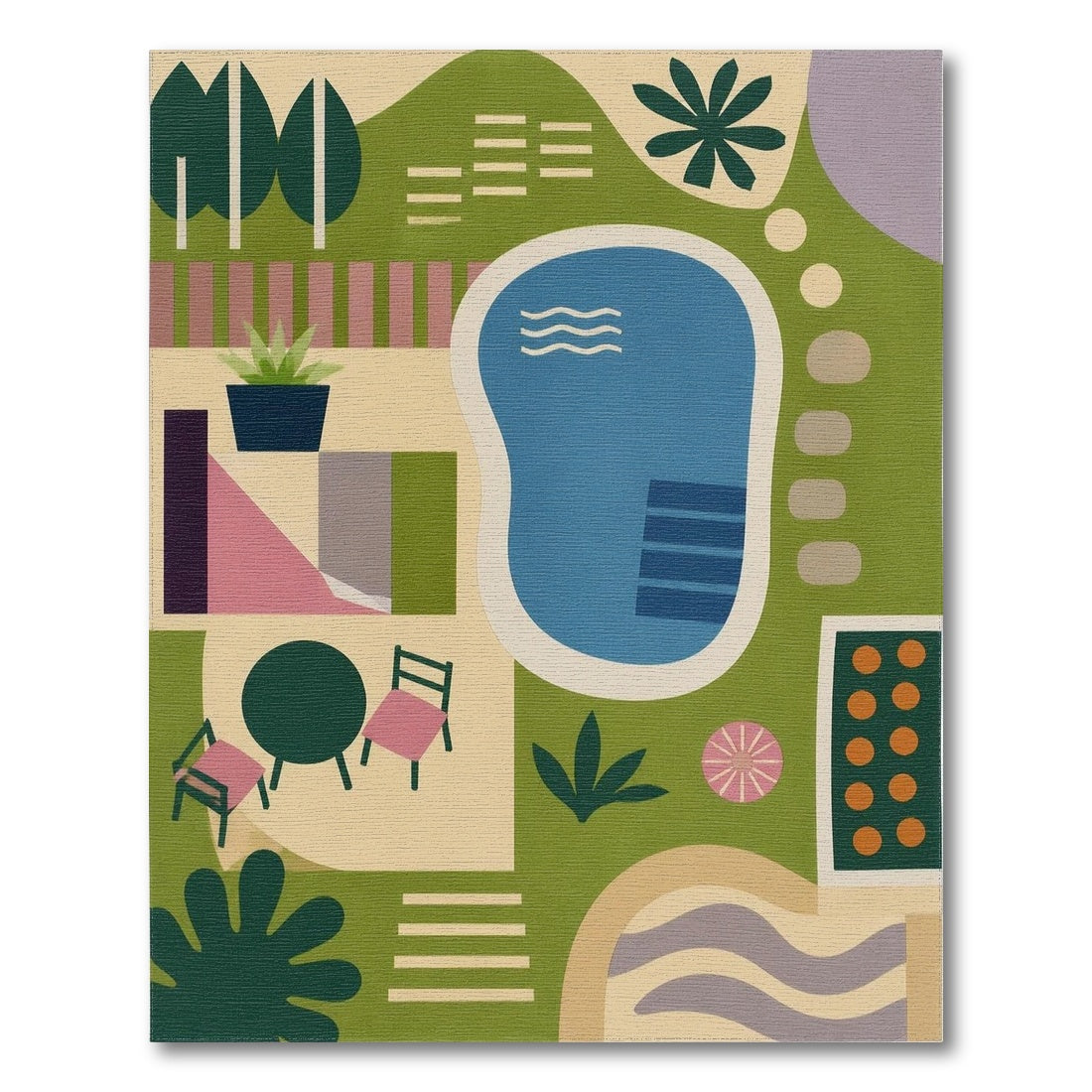 Geometric Modern Abstract Geometric Poolside Area Rug