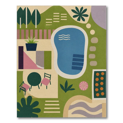 Geometric Modern Abstract Geometric Poolside Area Rug
