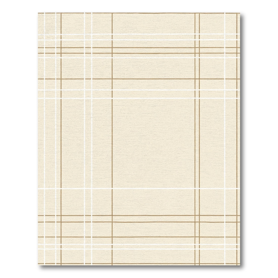 Cream Gold White Plaid Lines Rug