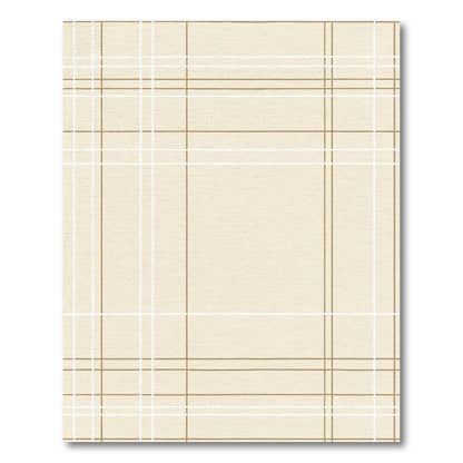 Cream Gold White Plaid Lines Rug