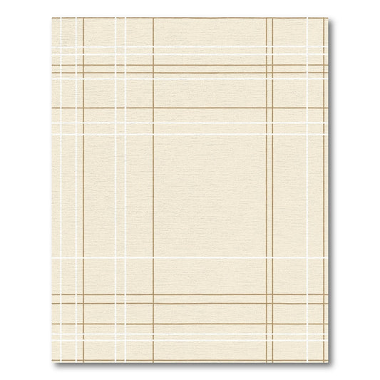 Cream Gold White Plaid Lines Rug