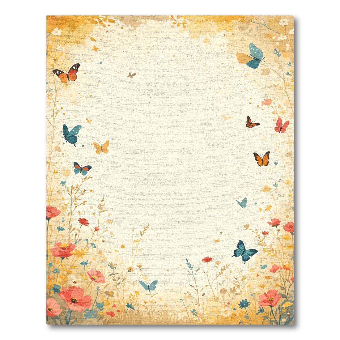 Whimsical Golden Butterfly Garden Rug