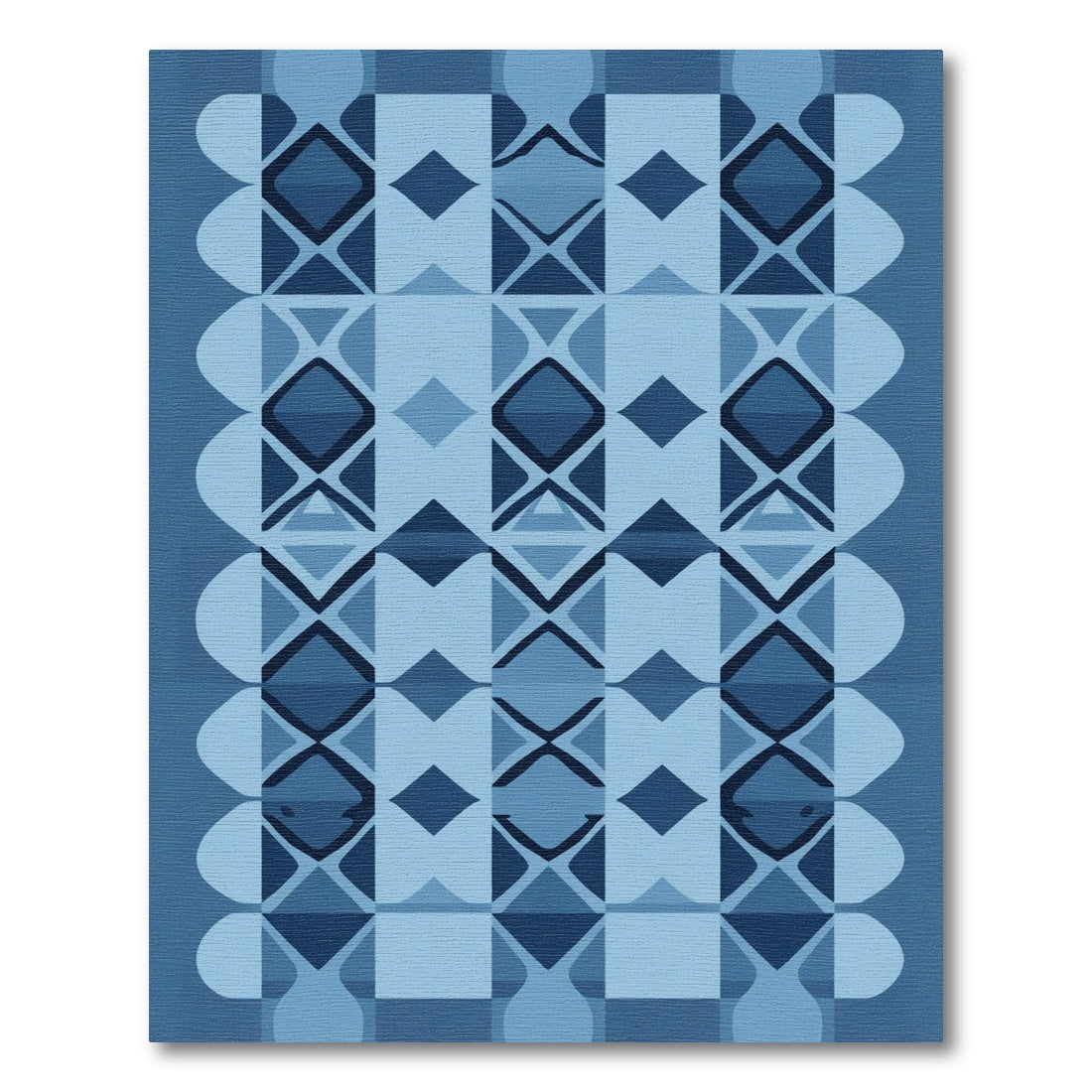 Wavy Diamond Geometric Cobalt Collage Rug