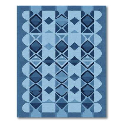 Wavy Diamond Geometric Cobalt Collage Rug