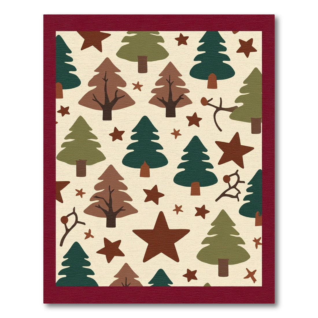 Rustic Forest Star Trees Rug