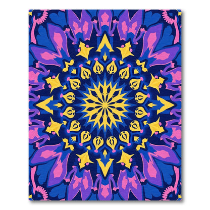 Radiant Blue Yellow Mandala Bloom Rug