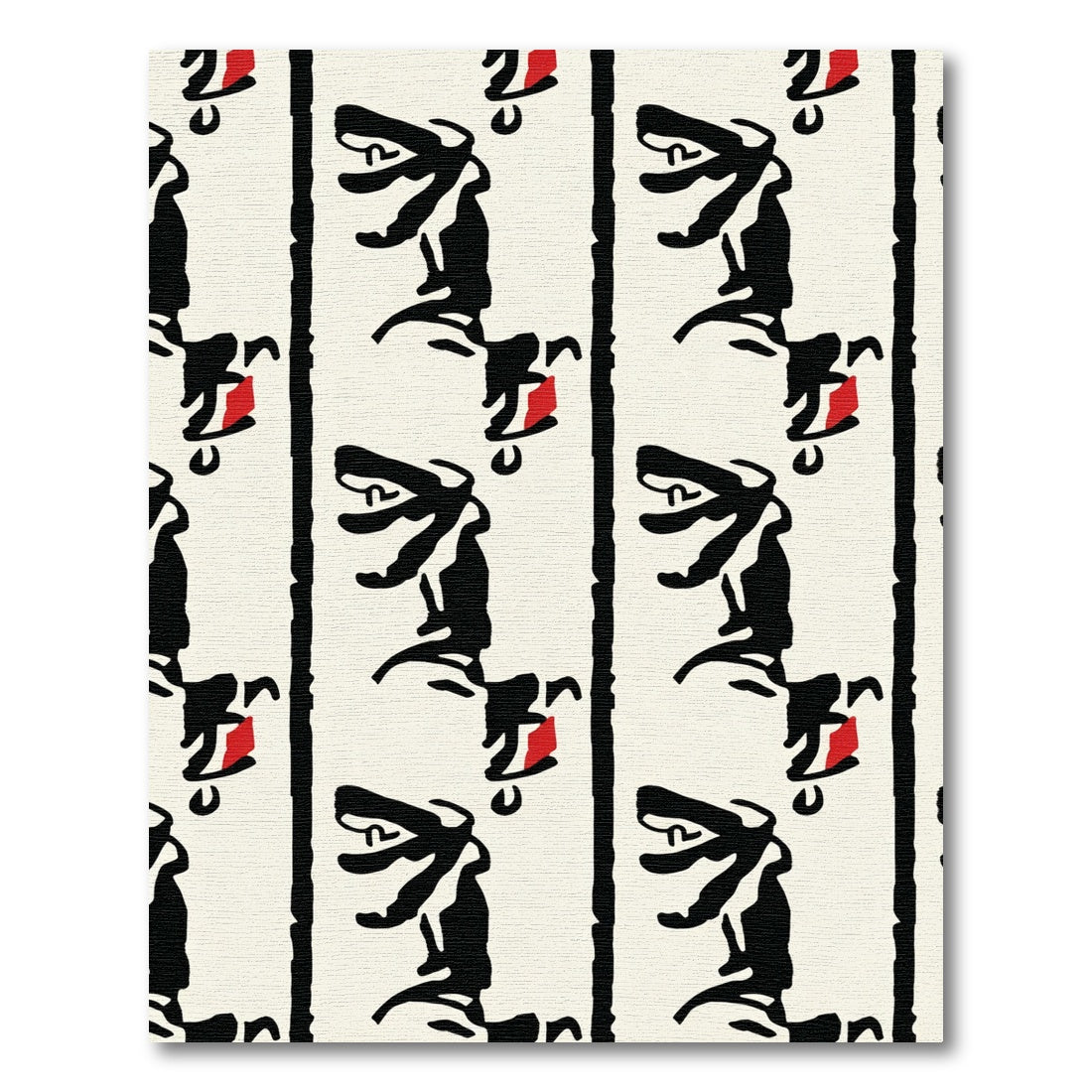 Black and Red Abstract Standing Figures Rug