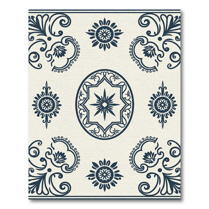 Navy Blue Ornamental Medallion Rug