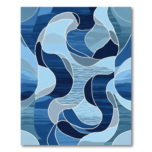 Abstract Blue Organic Wave Rug