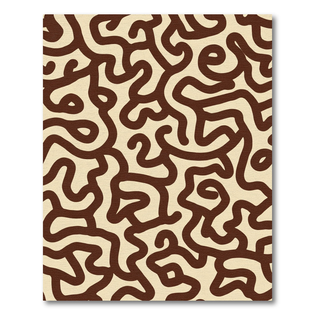Brown Cream Abstract Labyrinth Rug