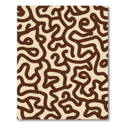 Brown Cream Abstract Labyrinth Rug