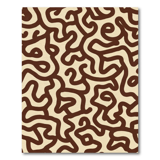 Brown Cream Abstract Labyrinth Rug