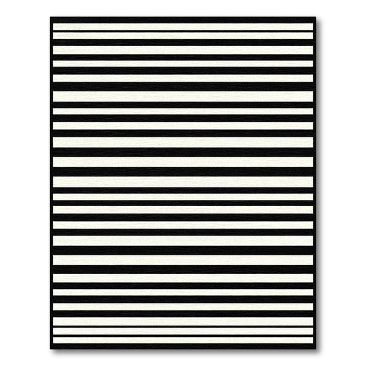 Bold Black White Horizontal Lines Rug