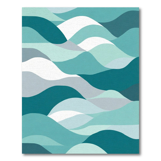 Oceanic Waves Teal Blue Serene Flow Rug